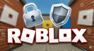 Uma imagem de destaque com o logo do Roblox e ícones de segurança como um cadeado e um escudo sobrepostos, ilustrando as novas políticas da plataforma.