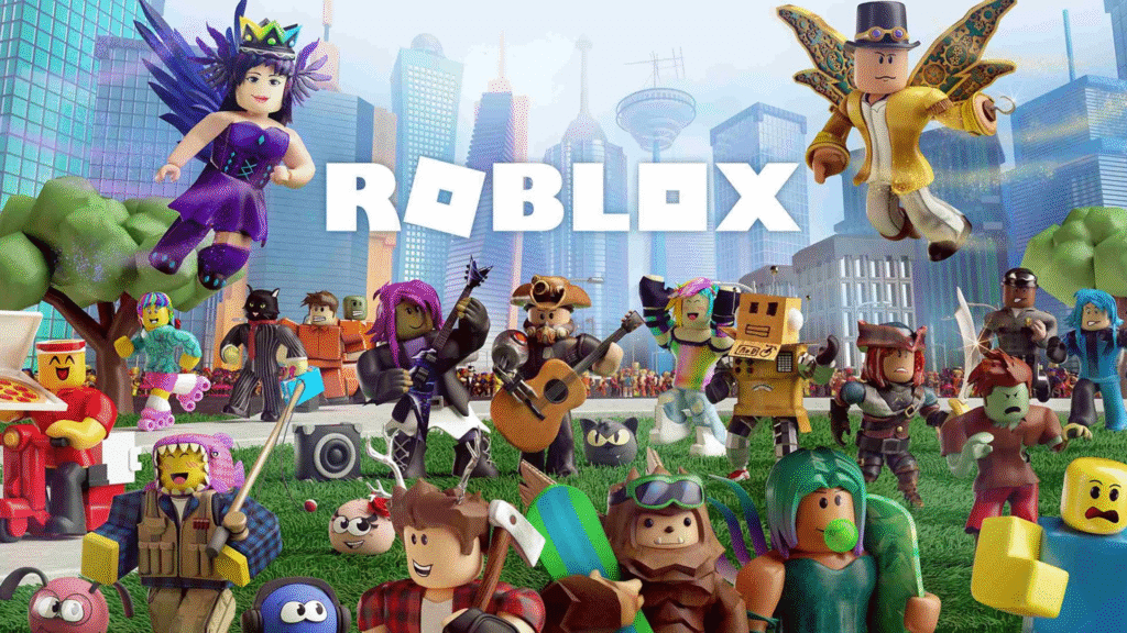Imagem de destaque mostrando os fundadores do Roblox, David Baszucki e Erik Cassel, ao lado do logo da plataforma.