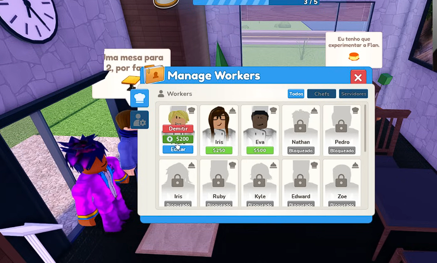 Imagem mostrando o logo do Restaurant Tycoon 3 em destaque, com um fundo de um restaurante moderno e movimentado no jogo.