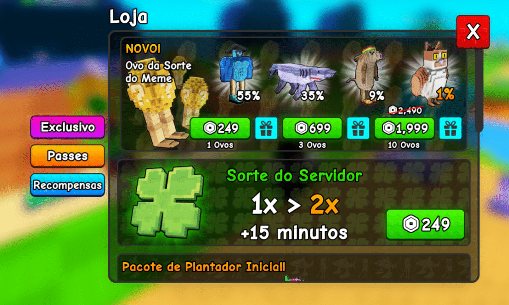 Imagem de um jardim cheio de plantas coloridas no jogo Plants vs Brainrots, defendendo a base.