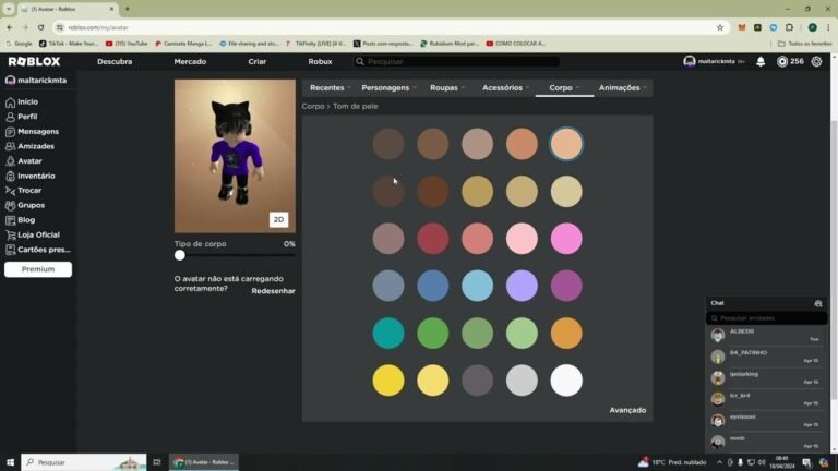 como mudar a cor da pele do avatar no Roblox