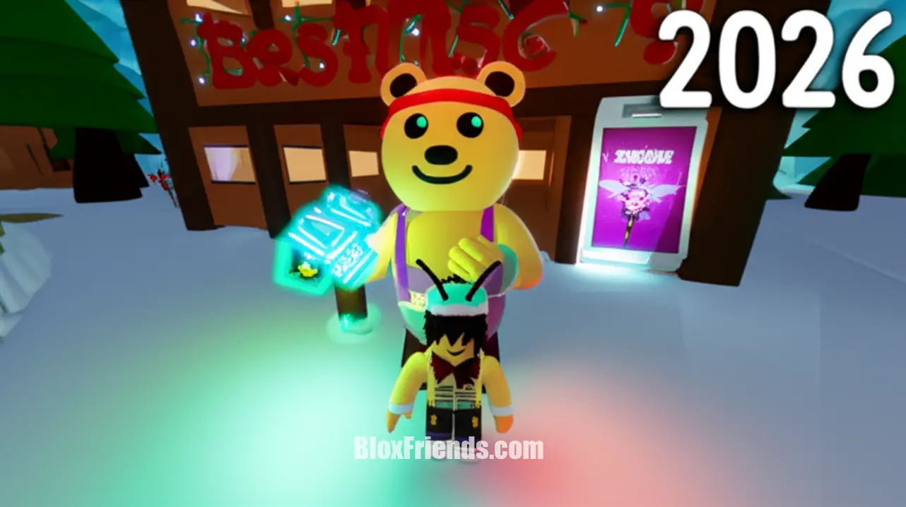 Imagem in-game do Bee Swarm Simulator destacando uma recompensa ou personagem de quest do evento Beesmas.