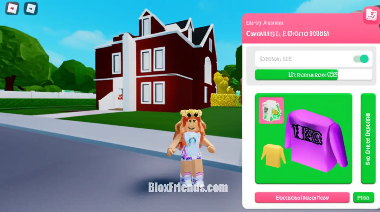 Um jogador de Roblox em Berry Avenue RP usando a interface do jogo para inserir um código de ID de decalque em uma parede de sua casa decorada.