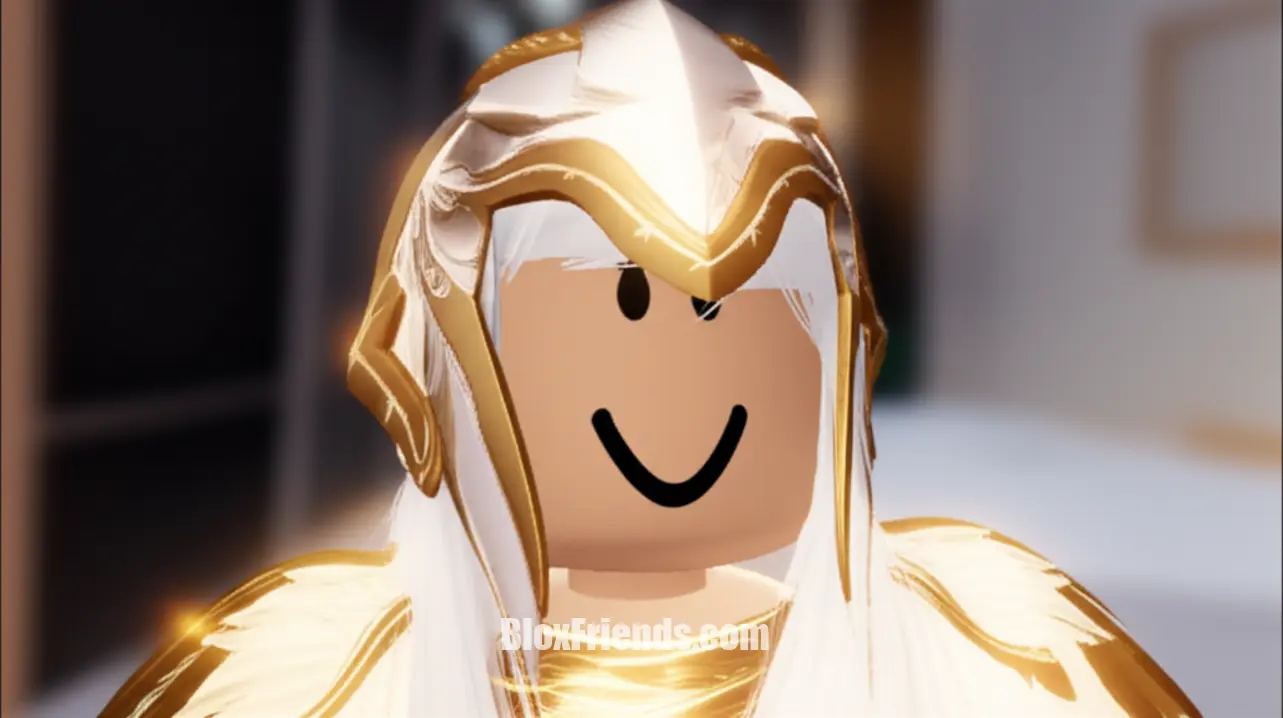 Close-up do capacete de anjo (Angel Helmet) do conjunto Angel Tanked no jogo Dress To Impress do Roblox