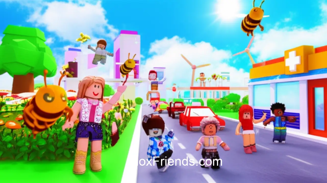 Imagem do meio do artigo com avatares Roblox se divertindo em múltiplos jogos de simulação, destacando interação e variedade.