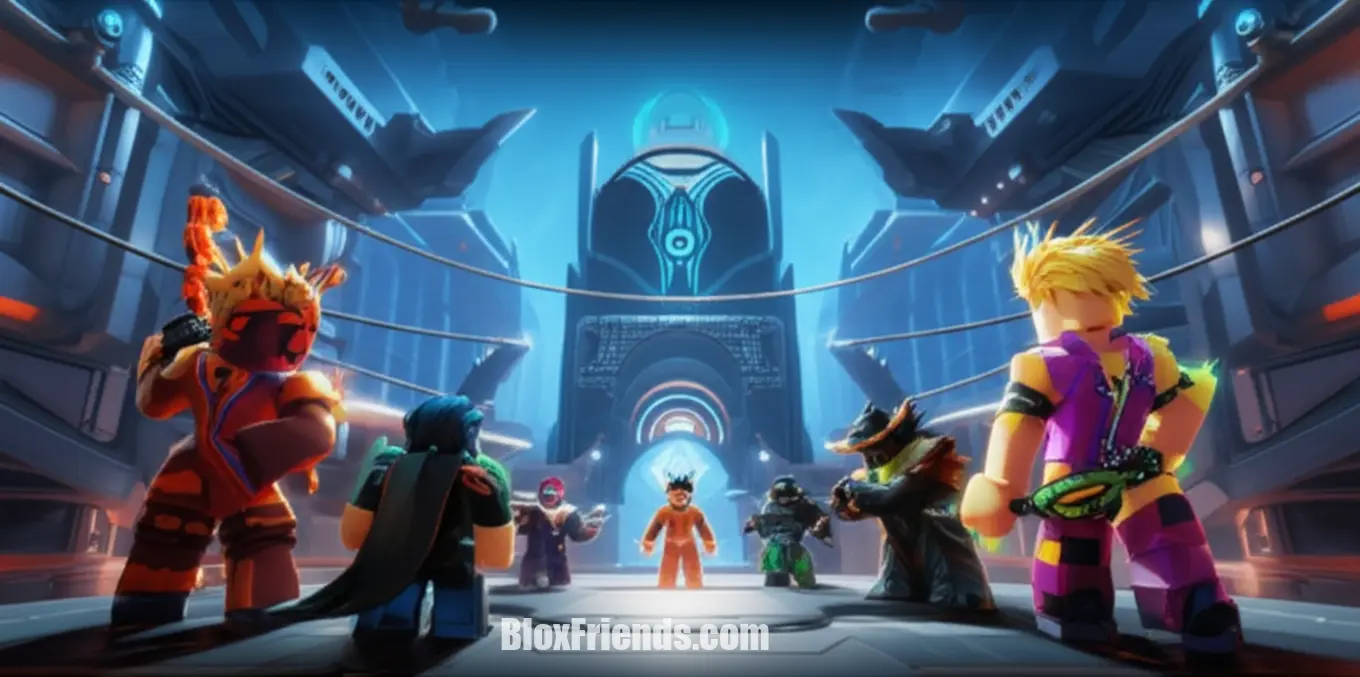 Arte conceitual detalhada de um novo mapa competitivo para The Strongest Battlegrounds, com elementos visuais que sugerem estratégia e combate.