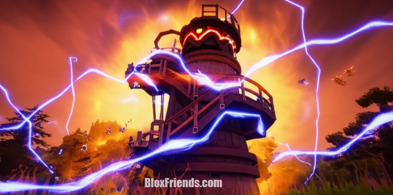 Close-up de uma torre poderosa e essencial do Universal Tower Defense no meta atual.