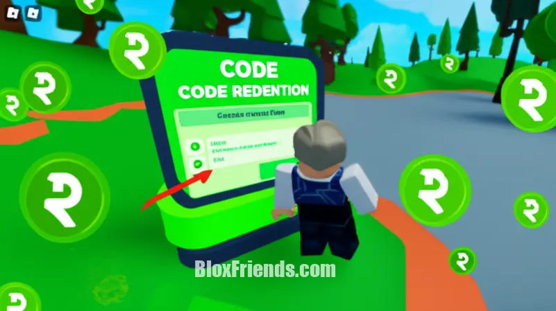 Roblox Garden Tycoon: Tela de resgate de código com a interface do usuário e avatar de jogador.