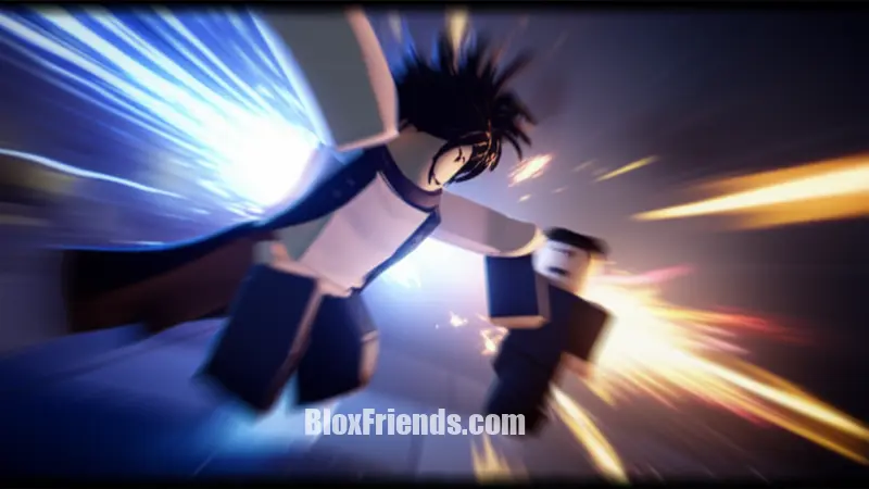 Personagens de The Strongest Battlegrounds executando um combo complexo