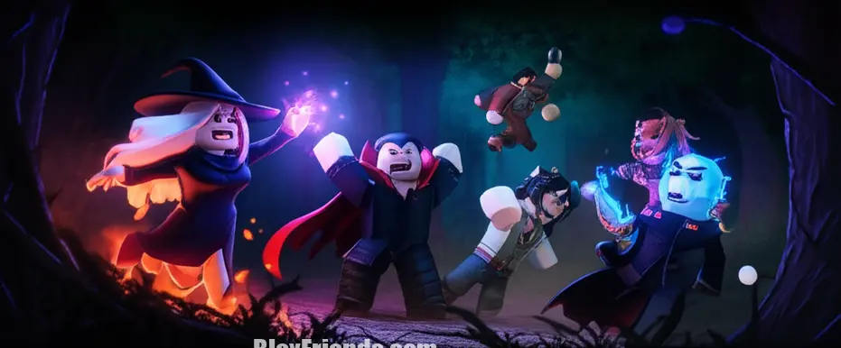 Cena de combate em 99 Nights in the Forest com Witch, Vampire e outras classes em ação, ilustrando a tier list.