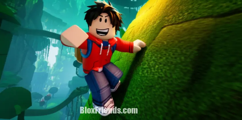 Imagem no meio do artigo de um avatar Roblox concentrado em um desafio de parkour ou resolvendo um enigma em um ambiente de jogo detalhado, destacando a experiência solo e a imersão.