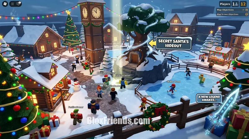 Imagem de um segredo escondido no mapa natalino do Murder Mystery 2 do evento de 2025