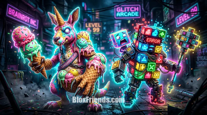 Imagem de Cangurato Gelato e Rubiko e Kubiko, novos brainrots da atualização Los Traders Part 2 de Steal a Brainrot.