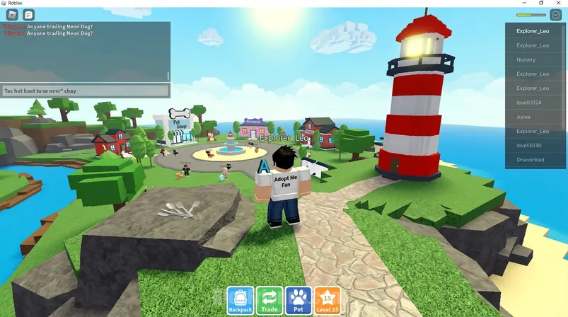Screenshot de um jogador de Adopt Me em Adoption Island procurando por Bundles of Forks na atualização Tux & Shepherd.