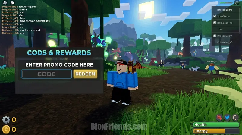 Imagem de uma criatura rara de Creatures of Sonaria no Roblox, com o código 'RIA2026' e suas recompensas (Calacatta Marble, Star Rain, Atlas Palette) destacadas na UI do jogo.